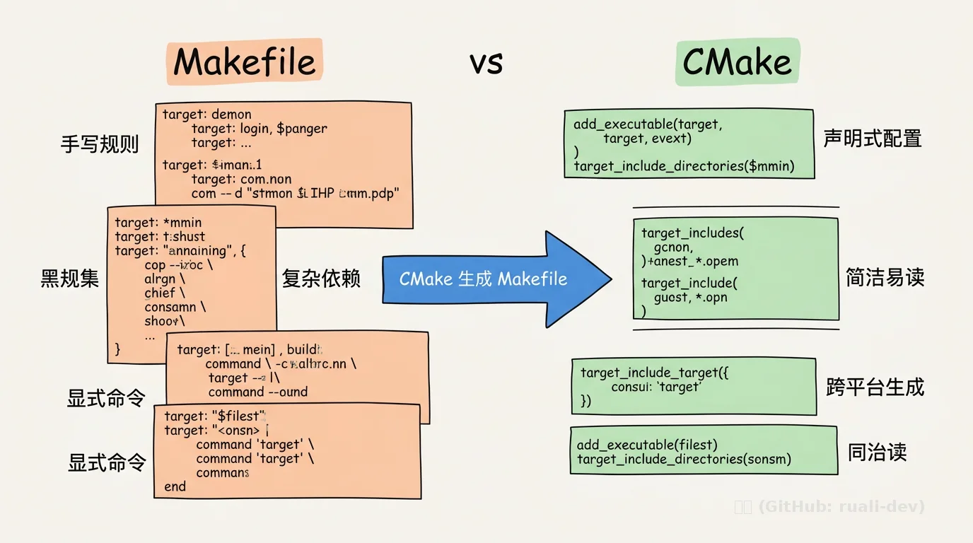 Makefile 与 CMake 对比：复杂性 vs 简洁性